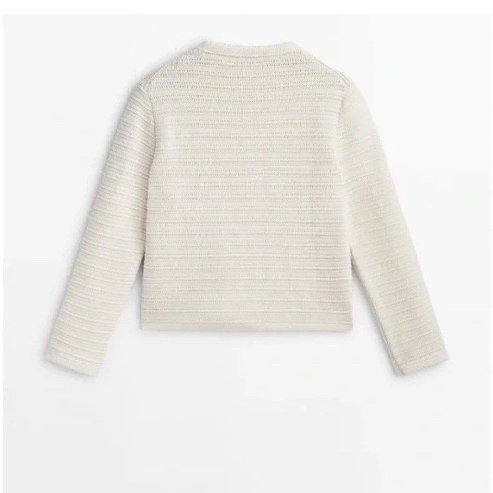 Massimo Dutti Textured knit cardigan with gold buttons CREAM S 5659/513 - Picture 7 of 11